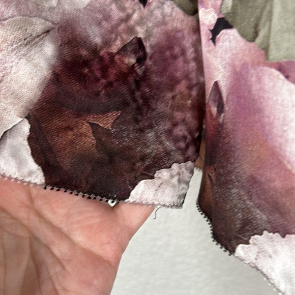 Samantha Chang 100% Silk Gray & Purple Floral Business Career Top Size Small - Picture 3 of 5